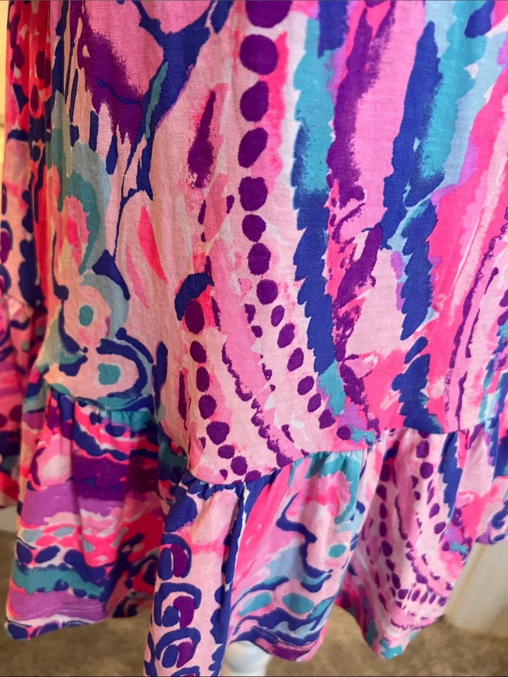 Lilly Pulitzer Girls Mini Alanna Dress Colony Coral Shell Out‎ Large
